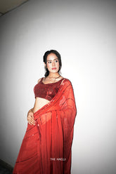 Maya Red Chiffon Silk Saree